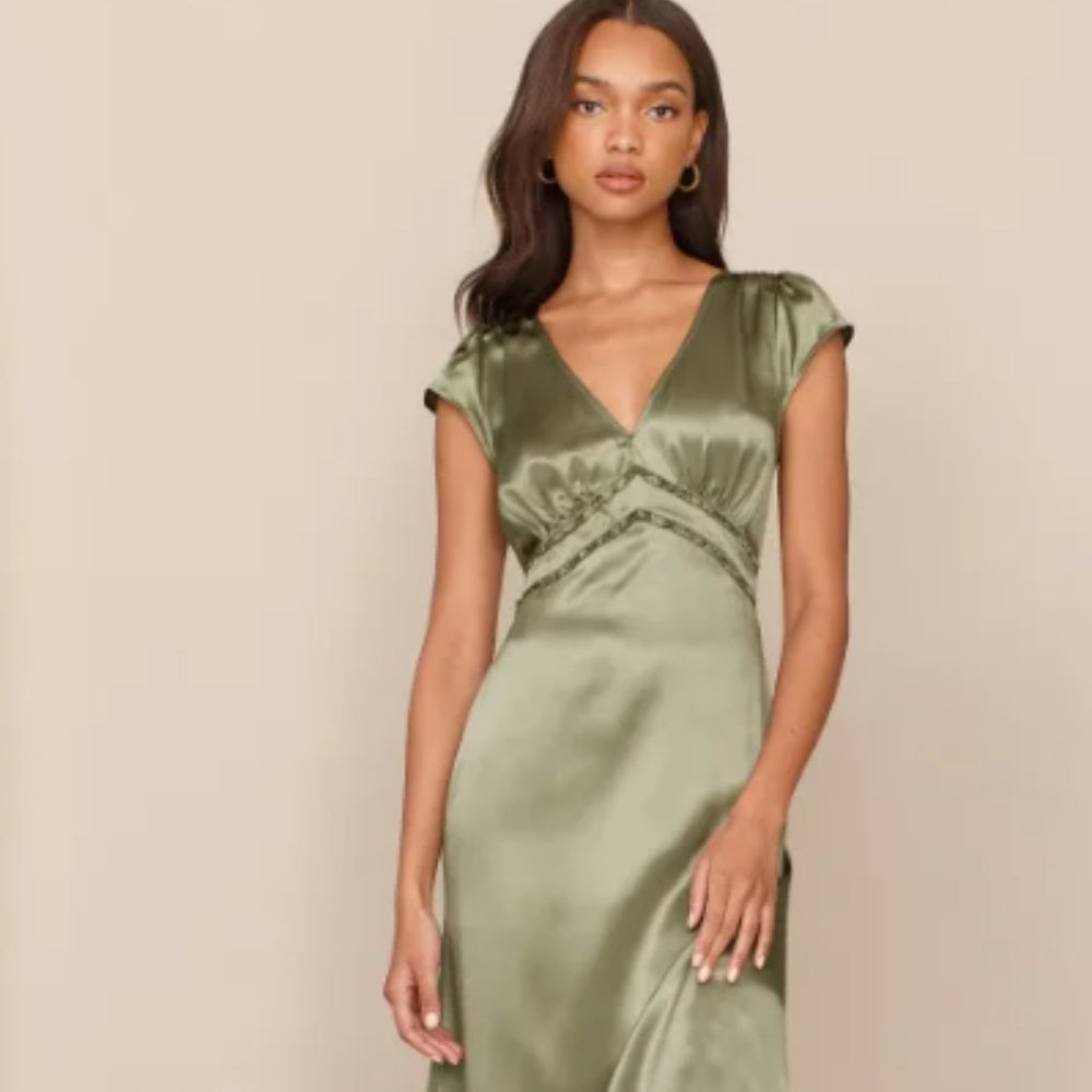 Reformation 'Kaye' Silk Dress, Sage Green Size 4